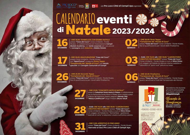 CALENDARIO eventi natalizi di APS Pro Loco Città di Campli 2023- 2024