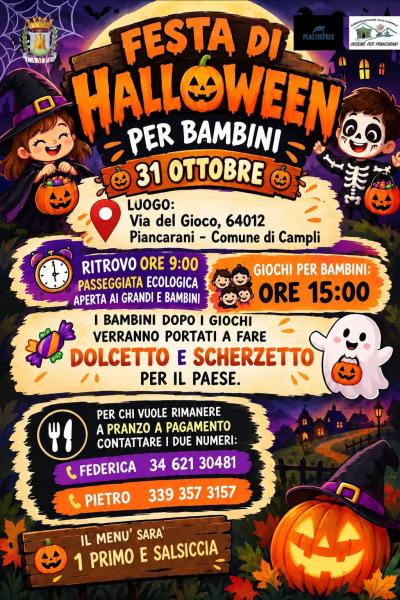 FESTA DI HALLOWEEN PER BAMBINI e PASSEGIATA ECOLOGICA - PIANCARANI di CAMPLI